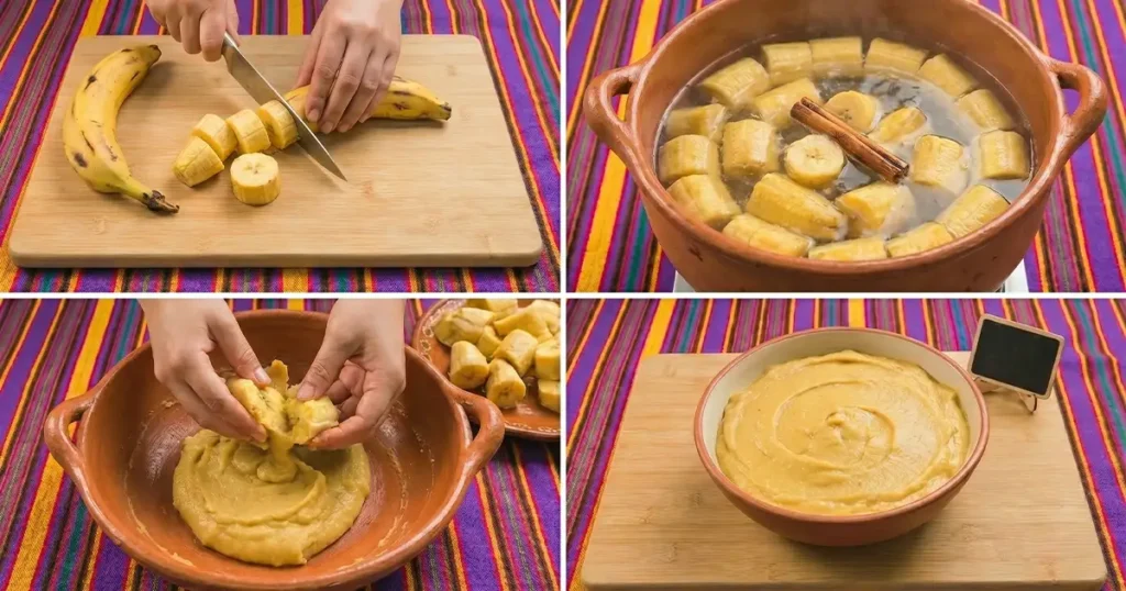 1. Preparing the ripe plantain puree