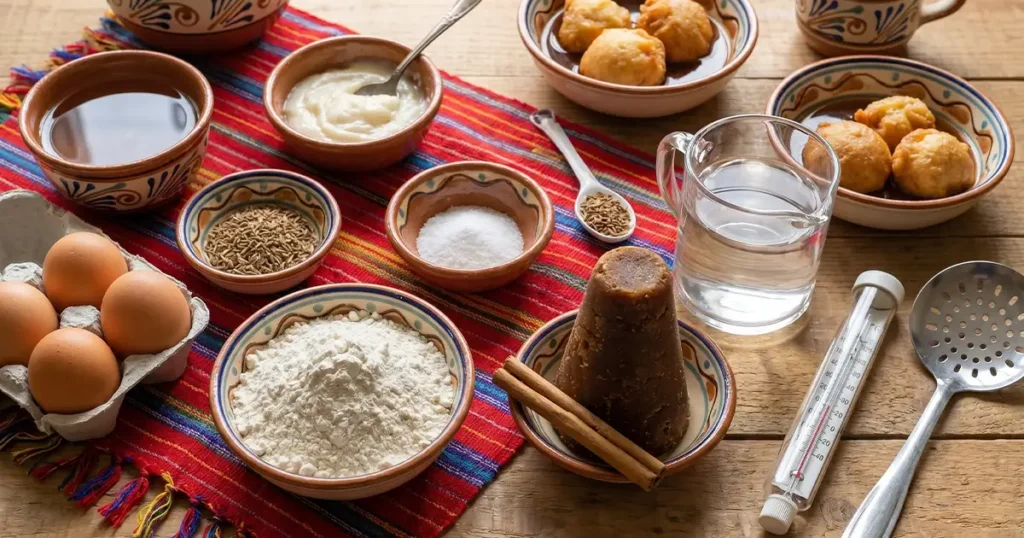 Traditional ingredients for bunuelos de Guatemala
