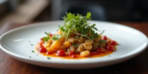 Main dish or facade of Aqua Antigua Guatemala: Comida y Vistas Inolvidables - Gastronomía, traditional Guatemalan food