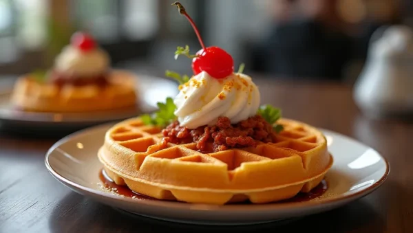 Main dish or facade of Donde Venden Waffles: La Casa del Waffle en Guatemala - Restaurantes, traditional Guatemalan food
