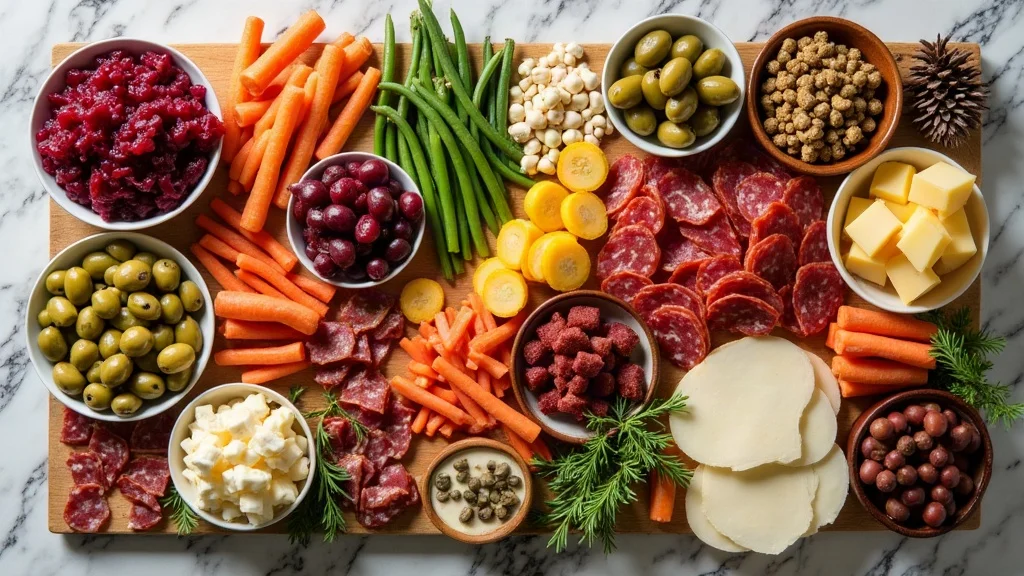 Traditional raw ingredients for Fiambre Guatemalteco