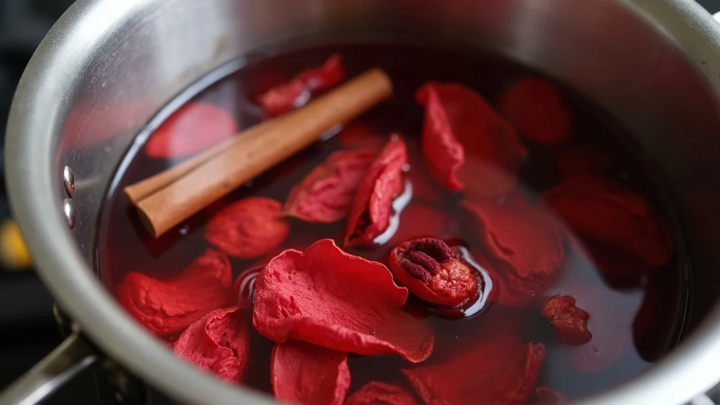 Authentic cooking technique and preparation for Fresco de Rosa de Jamaica