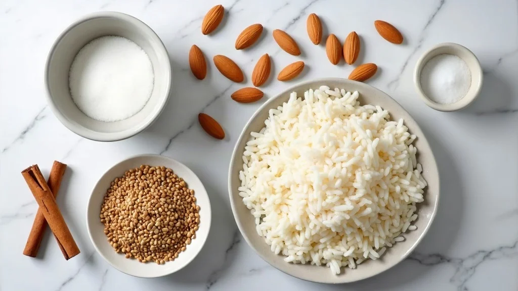 Traditional raw ingredients for Horchata Guatemalteca