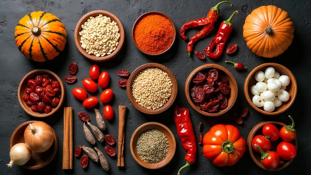 Traditional raw ingredients for Authentic Guatemalan Pepián