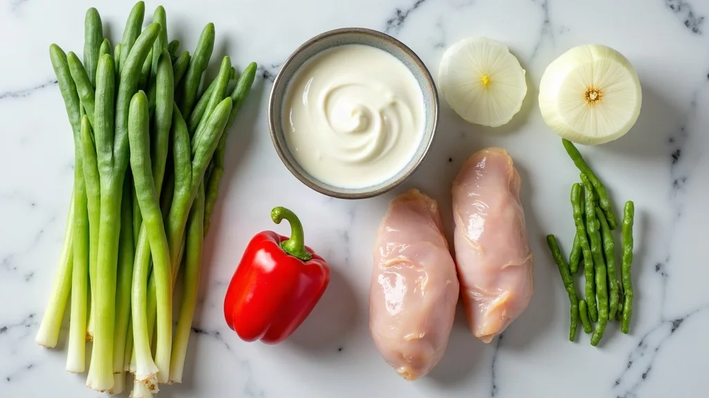 Traditional raw ingredients for Pollo en Crema y Loroco