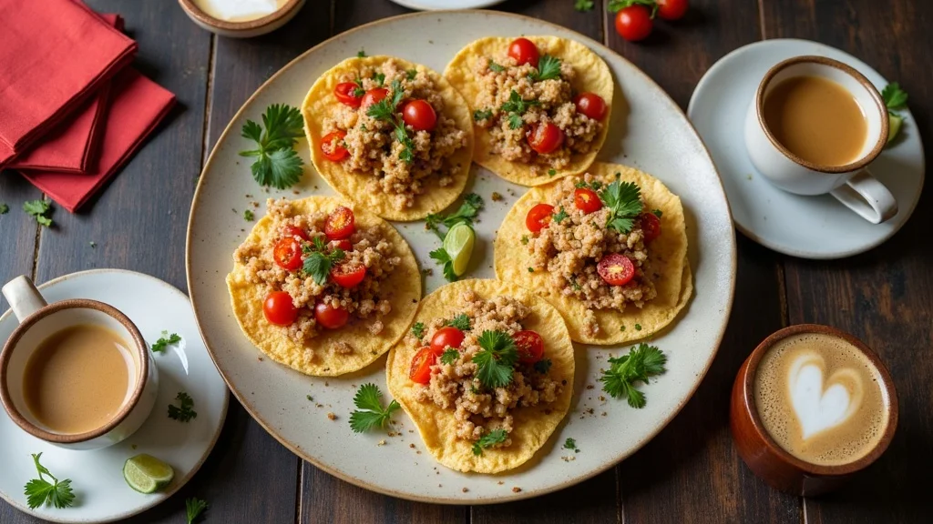 Plated presentation and table serving of Tostadas Guatemaltecas