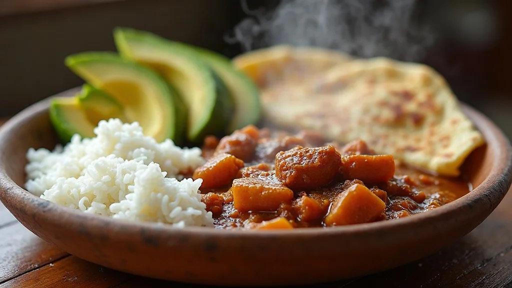 Plated presentation and table serving of Traditional Guatemalan Food