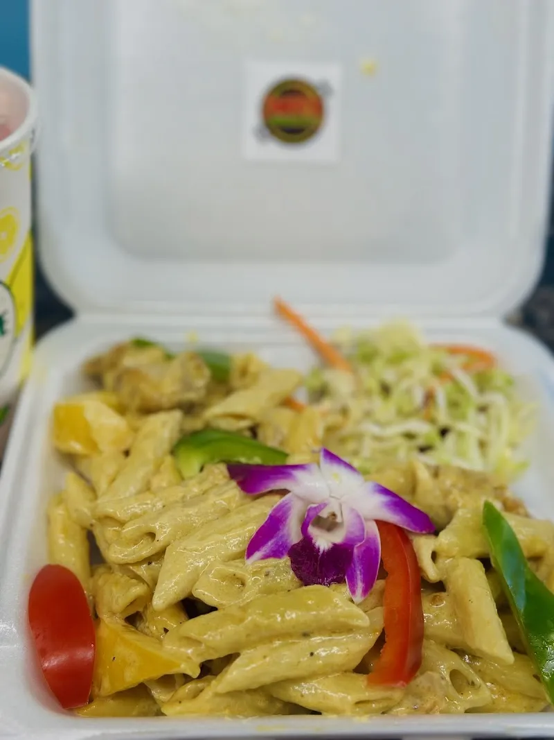 Interior de Jeff’s Jamaican Cuisine Food Trailer